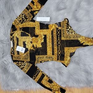 Discovery Gold and Black Bodysuit, Size Small, NWT